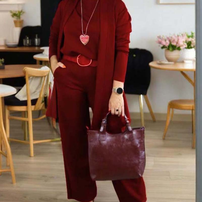 Nora Belle 3-Piece Set Including Long Cardigan, Top, and Pants