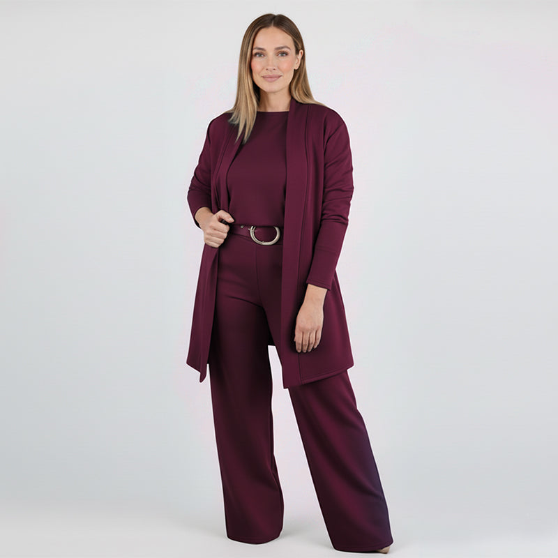 Nora Belle 3-Piece Set Including Long Cardigan, Top, and Pants