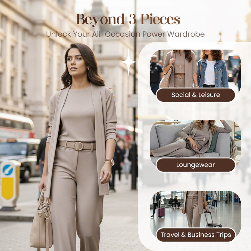 Nora Belle 3-Piece Set Including Long Cardigan, Top, and Pants