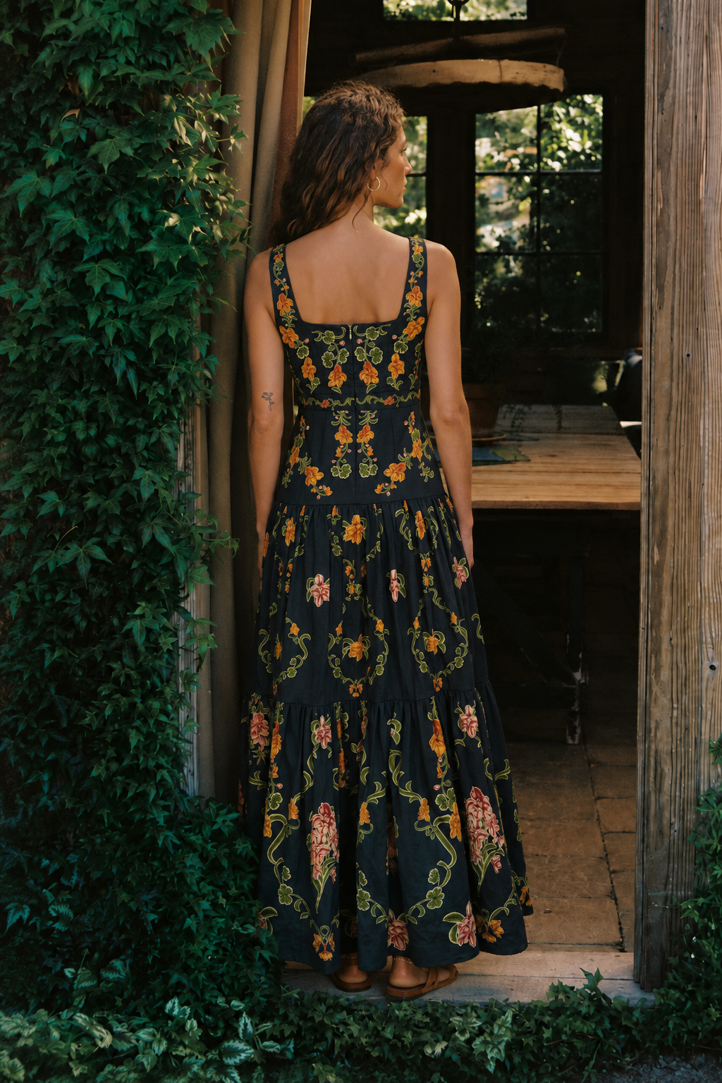 Noelle Dark Floral Maxi Dress