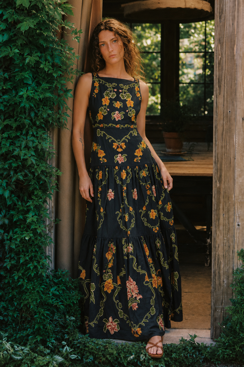 Noelle Dark Floral Maxi Dress