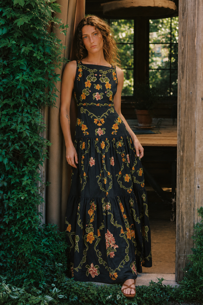 Noelle Dark Floral Maxi Dress