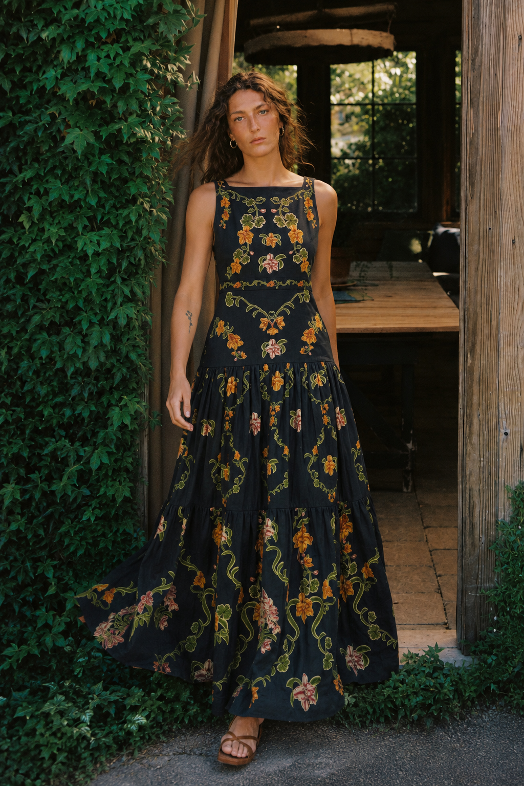 Noelle Dark Floral Maxi Dress