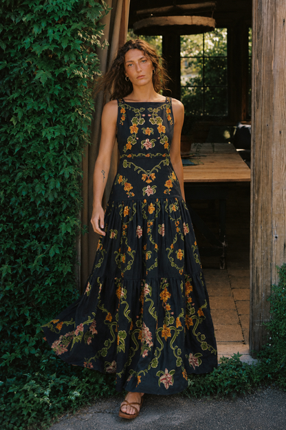 Noelle Dark Floral Maxi Dress