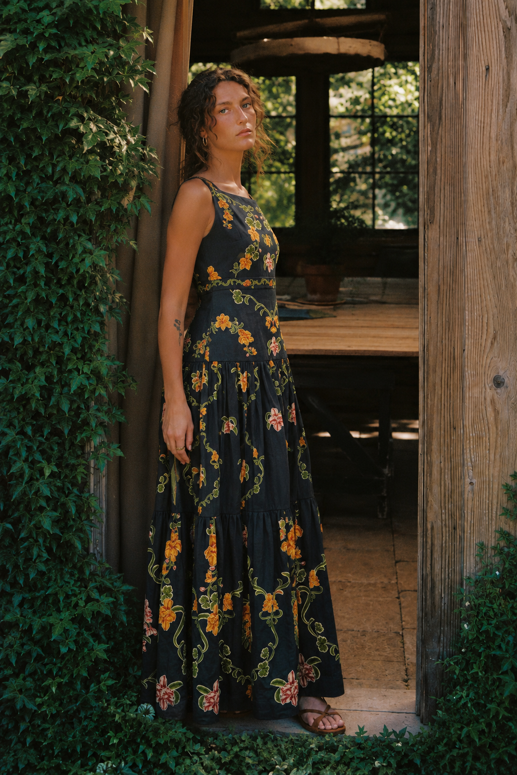 Noelle Dark Floral Maxi Dress
