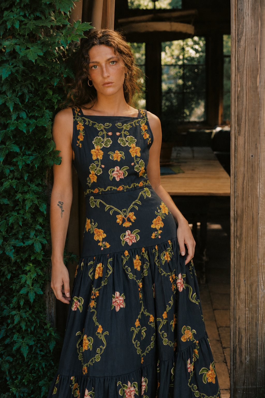 Noelle Dark Floral Maxi Dress