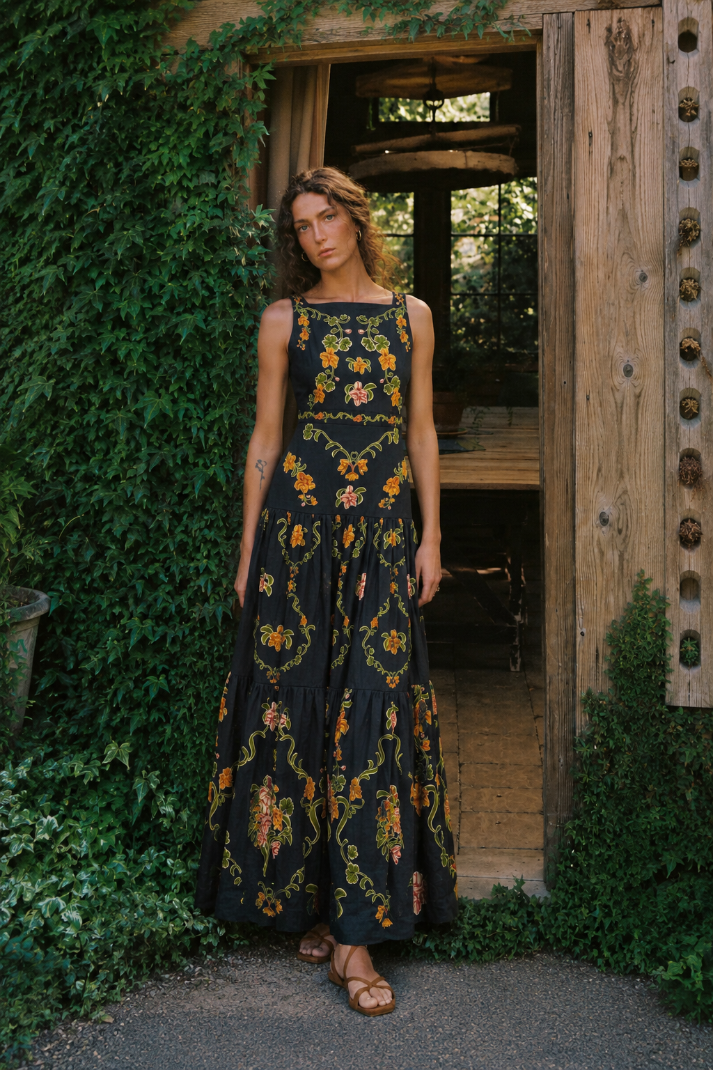 Noelle Dark Floral Maxi Dress
