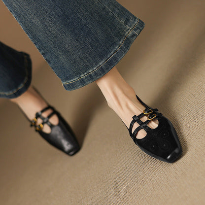 Aspen Buckled Leather Flats