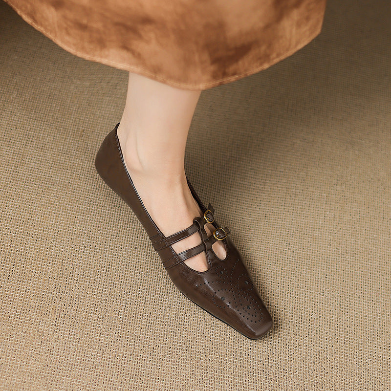 Aspen Buckled Leather Flats