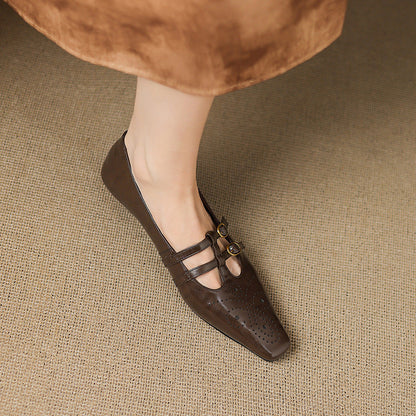 Aspen Buckled Leather Flats
