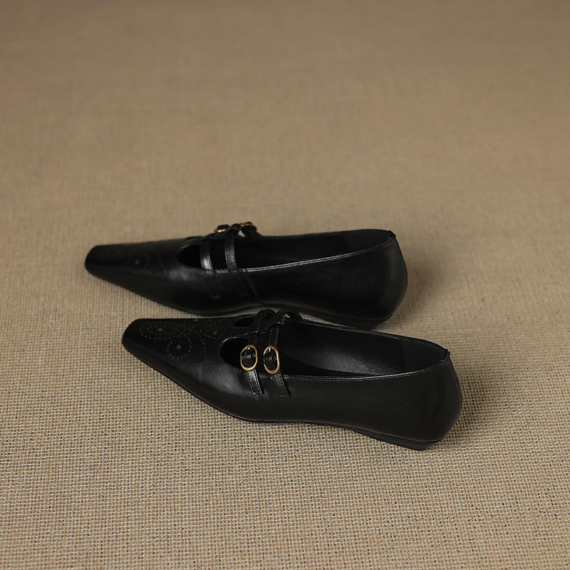 Aspen Buckled Leather Flats