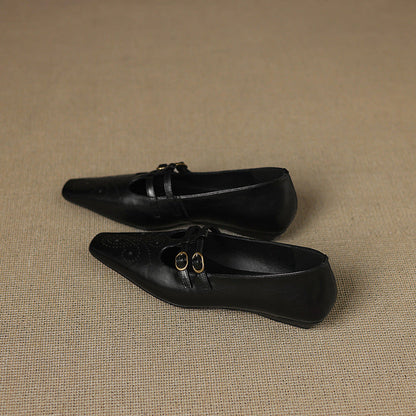 Aspen Buckled Leather Flats
