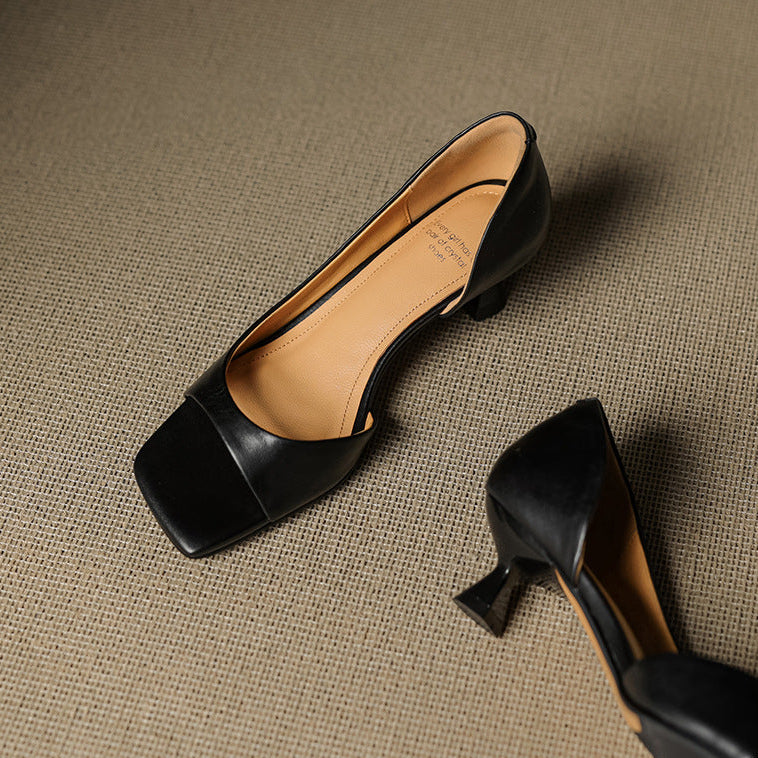 Monterey Peep-Toe Leather Heels