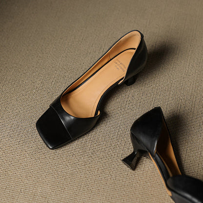 Monterey Peep-Toe Leather Heels