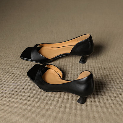 Monterey Peep-Toe Leather Heels