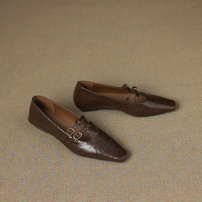 Aspen Buckled Leather Flats