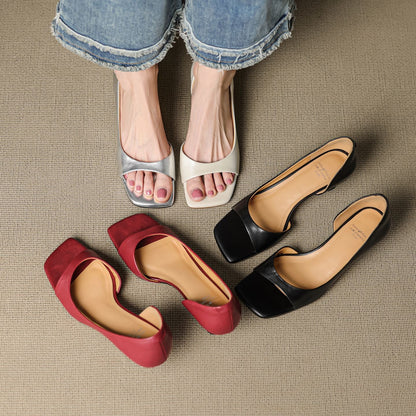 Monterey Peep-Toe Leather Heels