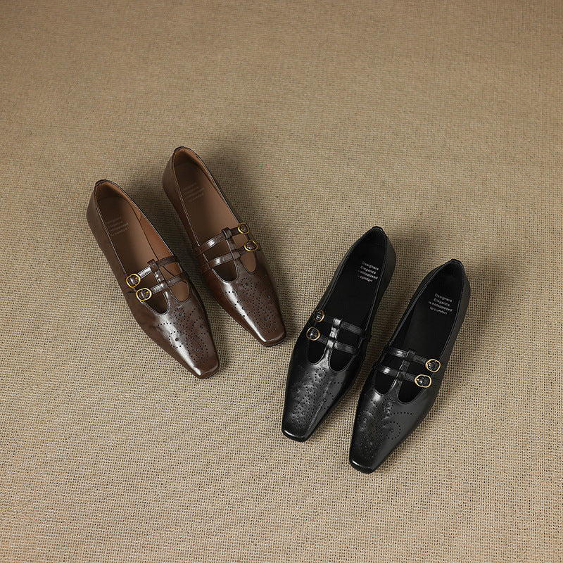 Aspen Buckled Leather Flats
