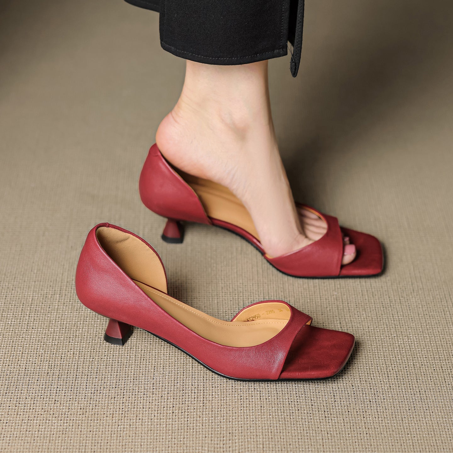 Monterey Peep-Toe Leather Heels