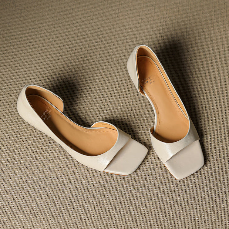 Monterey Peep-Toe Leather Heels