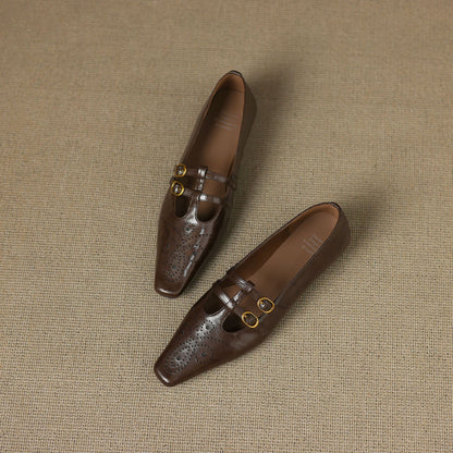 Aspen Buckled Leather Flats