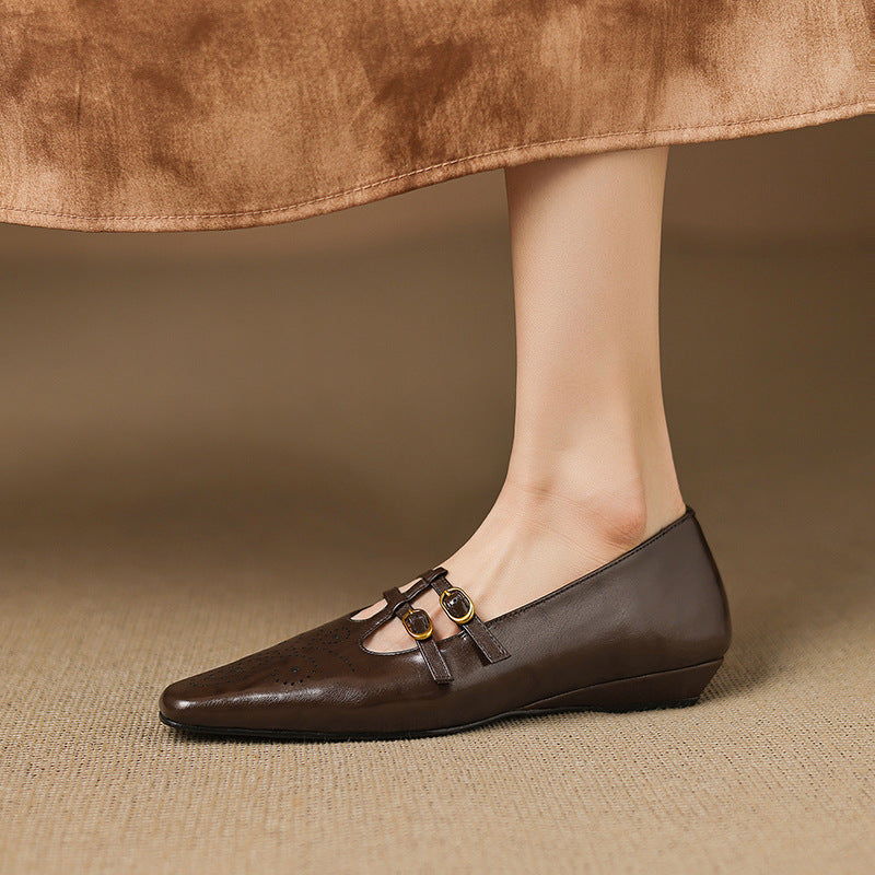 Aspen Buckled Leather Flats