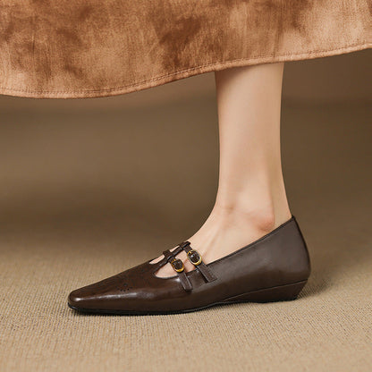 Aspen Buckled Leather Flats