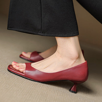 Monterey Peep-Toe Leather Heels