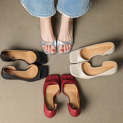 Monterey Peep-Toe Leather Heels