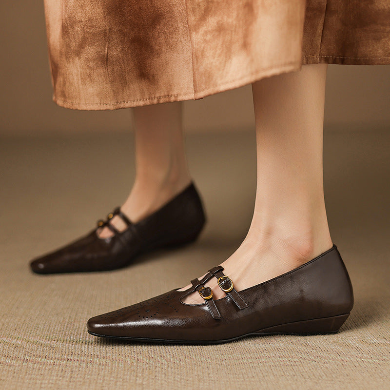 Aspen Buckled Leather Flats