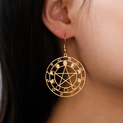 Zodiac Pentagram Earrings
