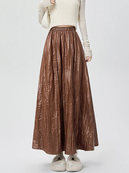 Amelia Crinkle Leather Maxi Skirt
