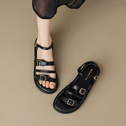 Jules Leather Buckled Flats