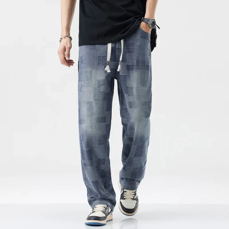 Marlon Denim Grid Fade Joggers