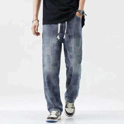 Marlon Denim Grid Fade Joggers