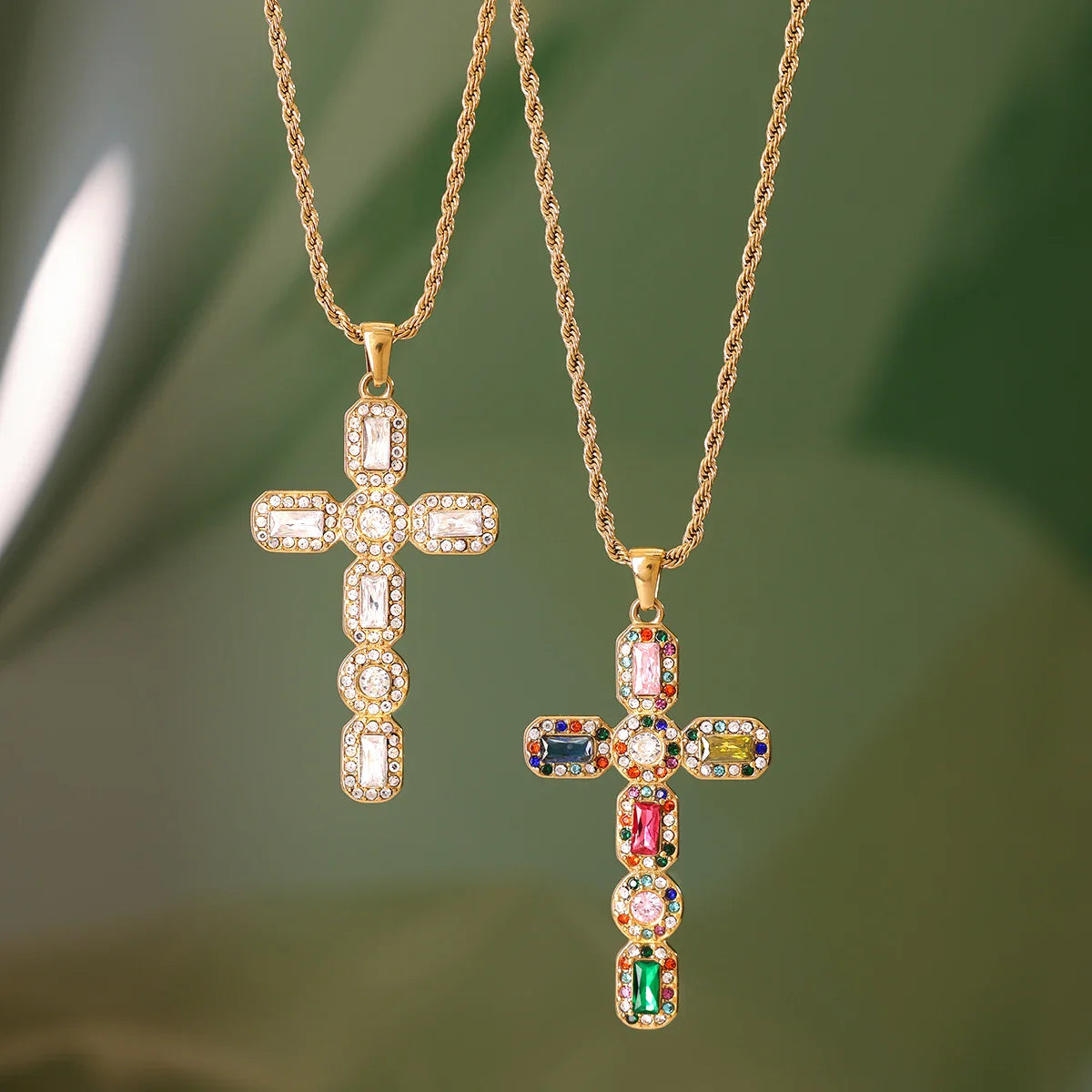 Celestia Gemstone Cross Necklace
