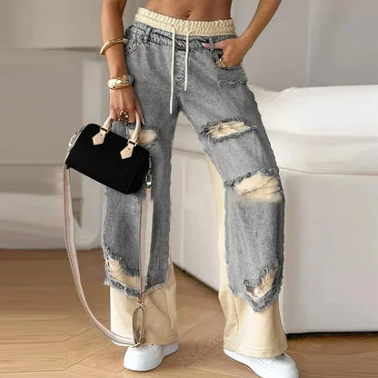 Monroe Two-Tone Distressed Pants