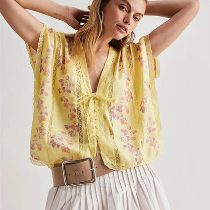 Isla Floral Lace Trim Blouse
