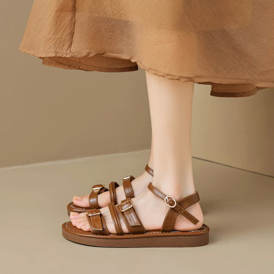 Jules Leather Buckled Flats