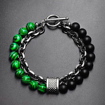 Obsidian Bead & Chain Bracelet