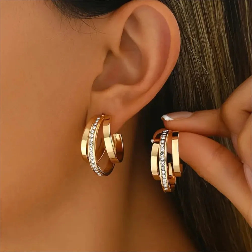 Luna Pavé Double Hoops
