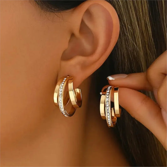 Luna Pavé Double Hoops