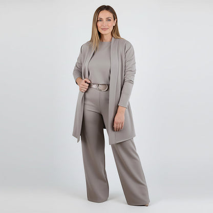 Nora Belle 3-Piece Set Including Long Cardigan, Top, and Pants