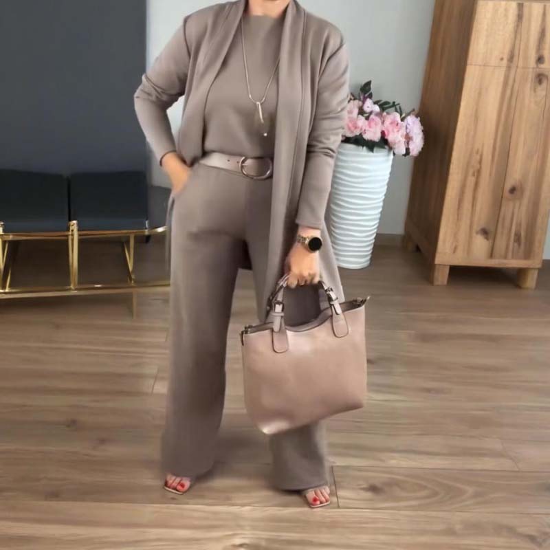 Nora Belle 3-Piece Set Including Long Cardigan, Top, and Pants